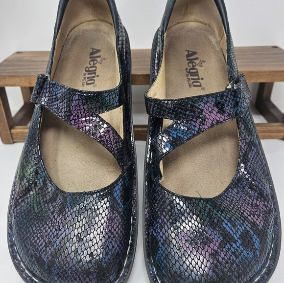 Alegria Mary Jane Multi Colored Snake Print Clogs Womens 11.5/12 - Picture 5 of 7